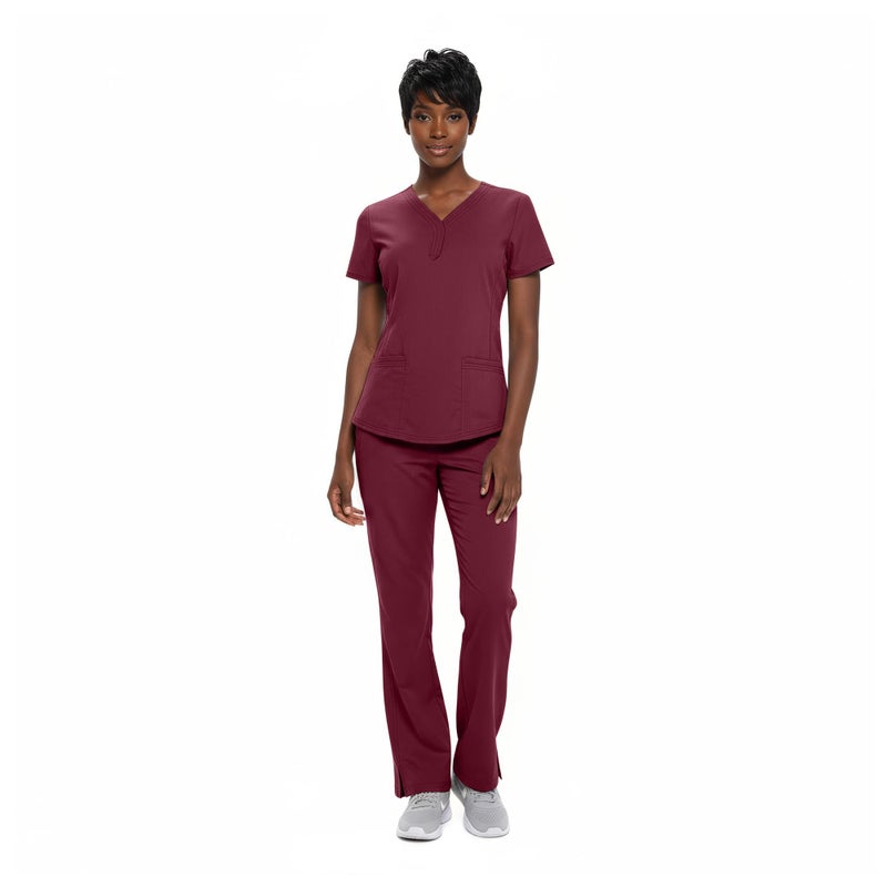 Natural Uniforms طقم سكراب ياقه على شكل Y للنساء من ناتشورال يونيفورمز (برغندي، متوسط) - Image 1